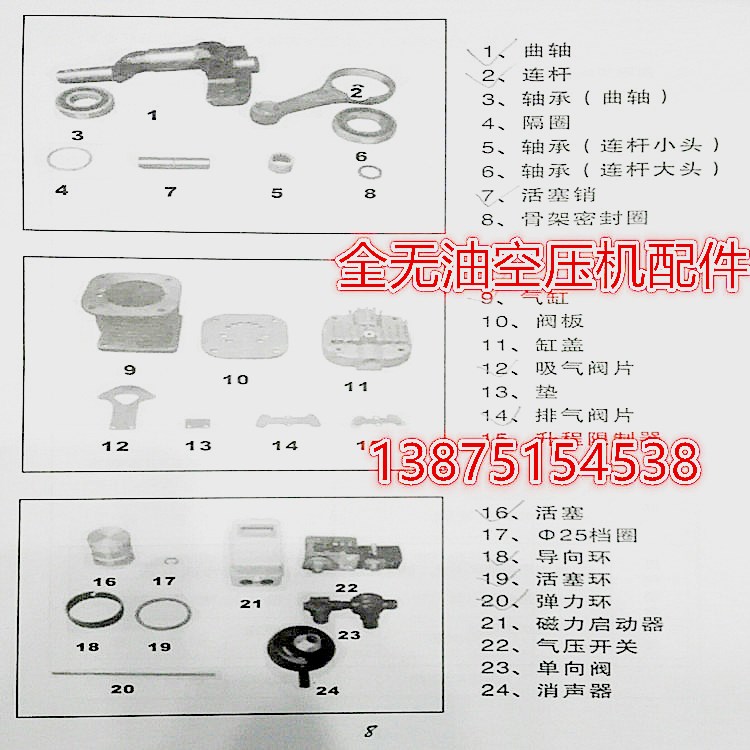 全无油空压机配件